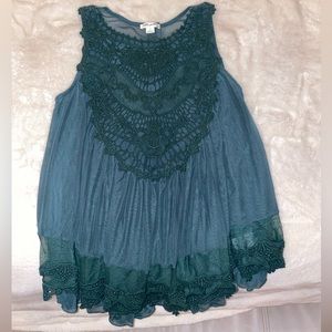 GREEN FLOWY TANK TOP